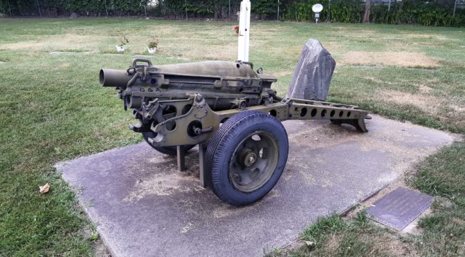 M1A1 75mm Pack Howitzer on an M8 Carriage in the Battle Creek Memorial Cemetary