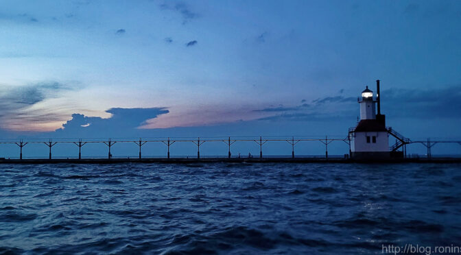 Saint Joseph, MI, piers at sunset – August 11, 2022