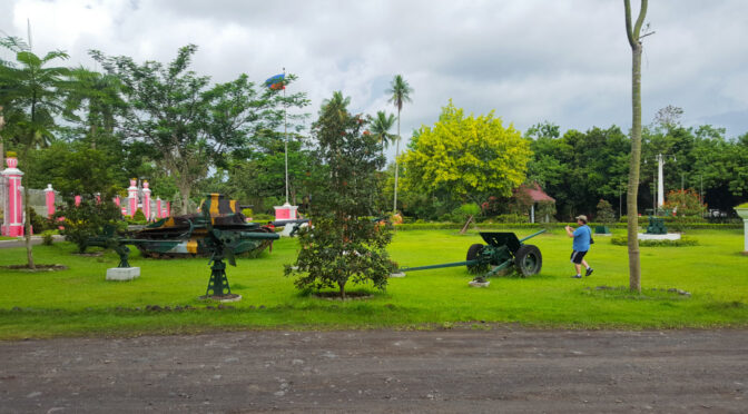 Japanese Type 96 25mm gun and North American T-28 Trojan on Display at Villa Escudero