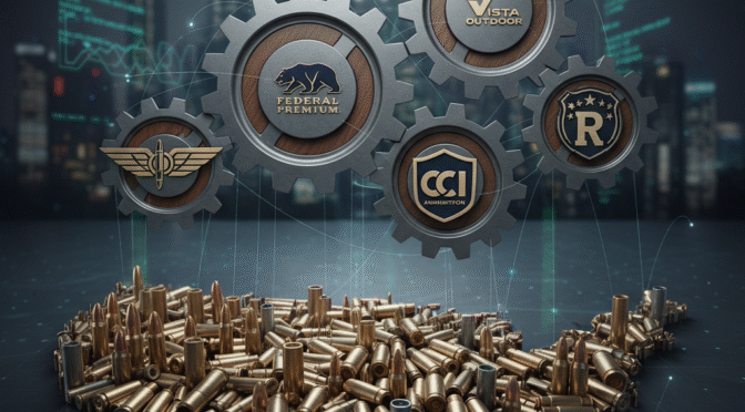 Ammunition map of the USA with Vista Outdoor brands: Federal, CCI, and Remington.