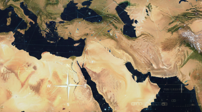 Middle East map showing the region and surrounding areas with a date of Feb 14, 2026.
