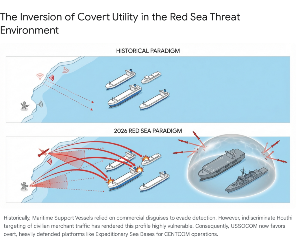 USSOCOM maritime strategy shift in the Red Sea: from covert to overt operations. Historical vs. 2026 paradigm.