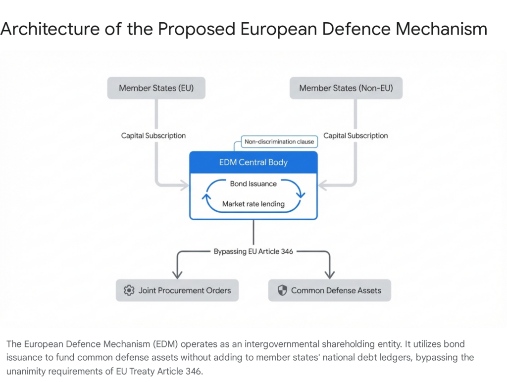 Architecture of the proposed European Defence Mechanism (EDM) flow chart.