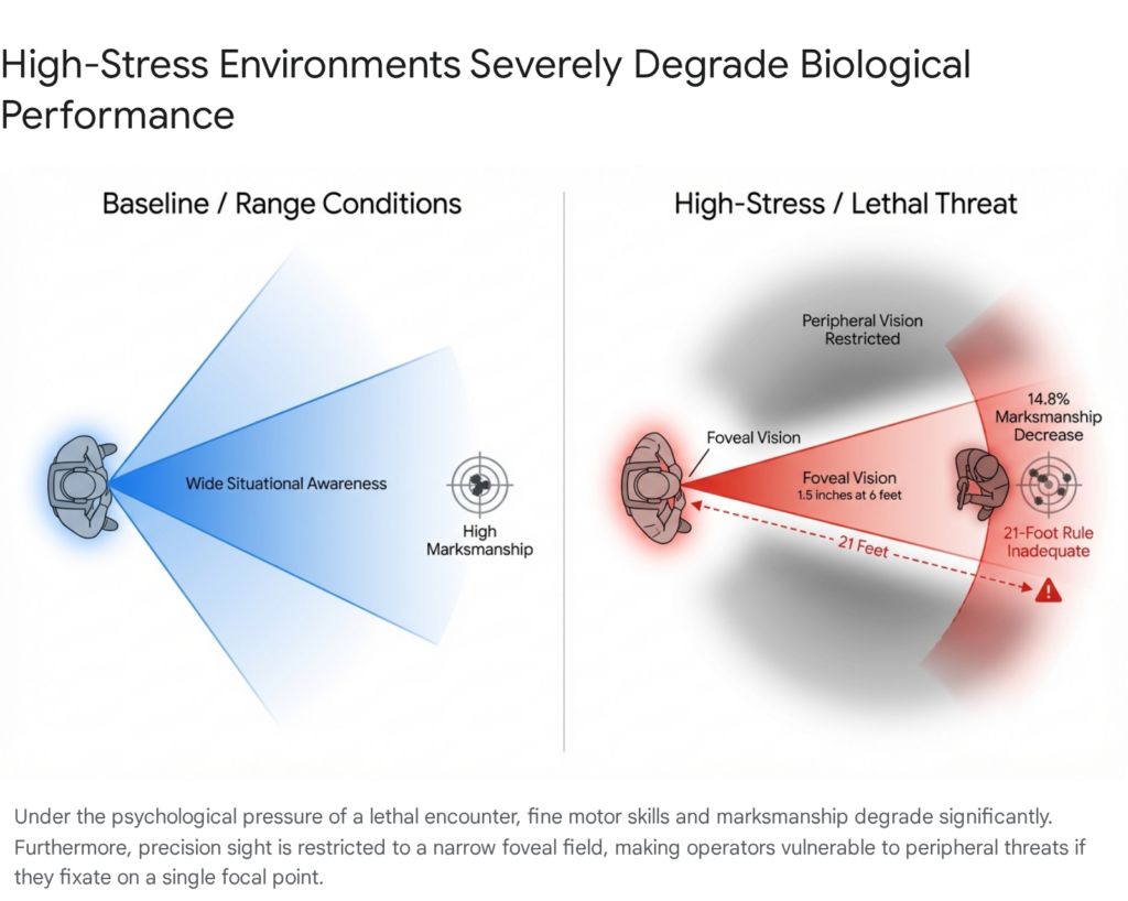 High-stress impact on performance: Decreased situational awareness and marksmanship. "Essential Rules for Tactical Officer Success