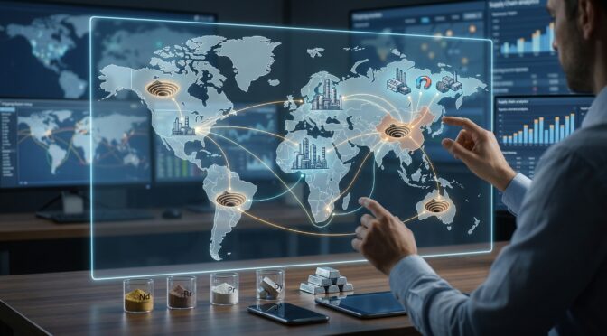 Global supply chain analysis with interactive world map display and analyst.