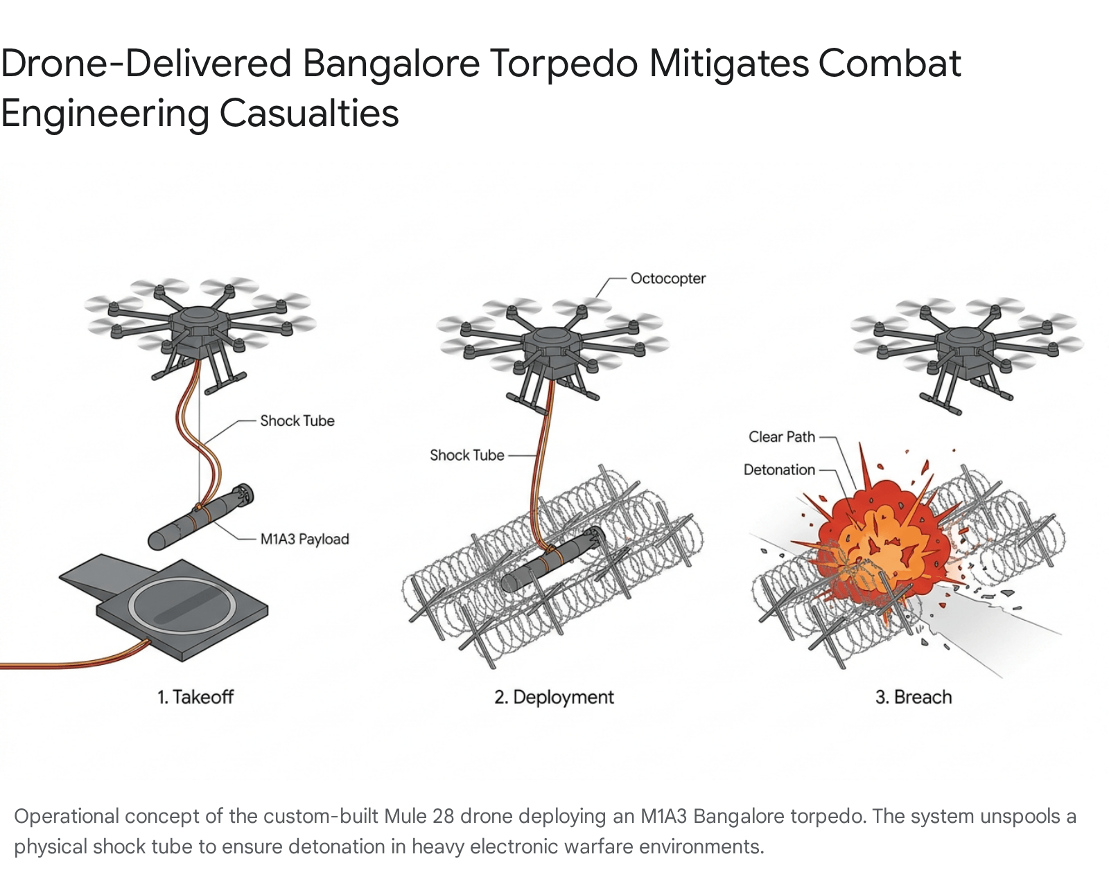 Diagram showing how a military drone device works