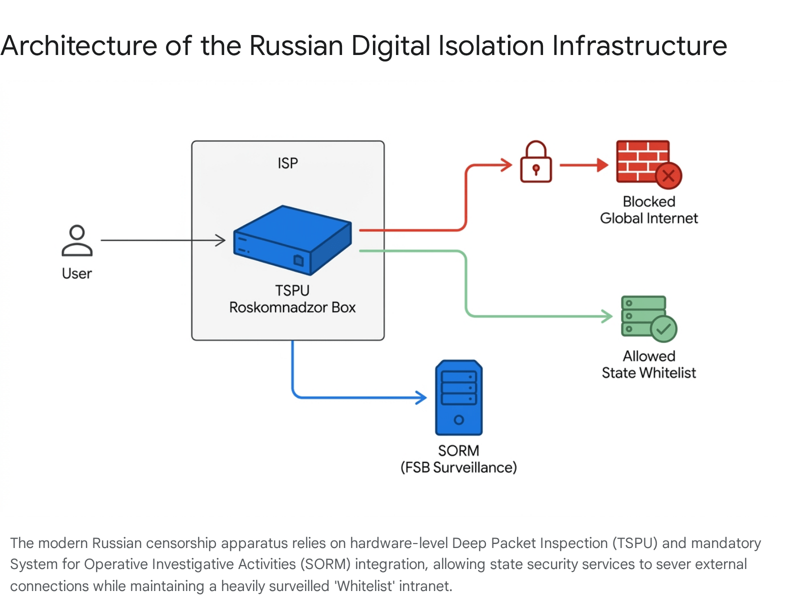 Diagram showing the architecture of Russia's digital