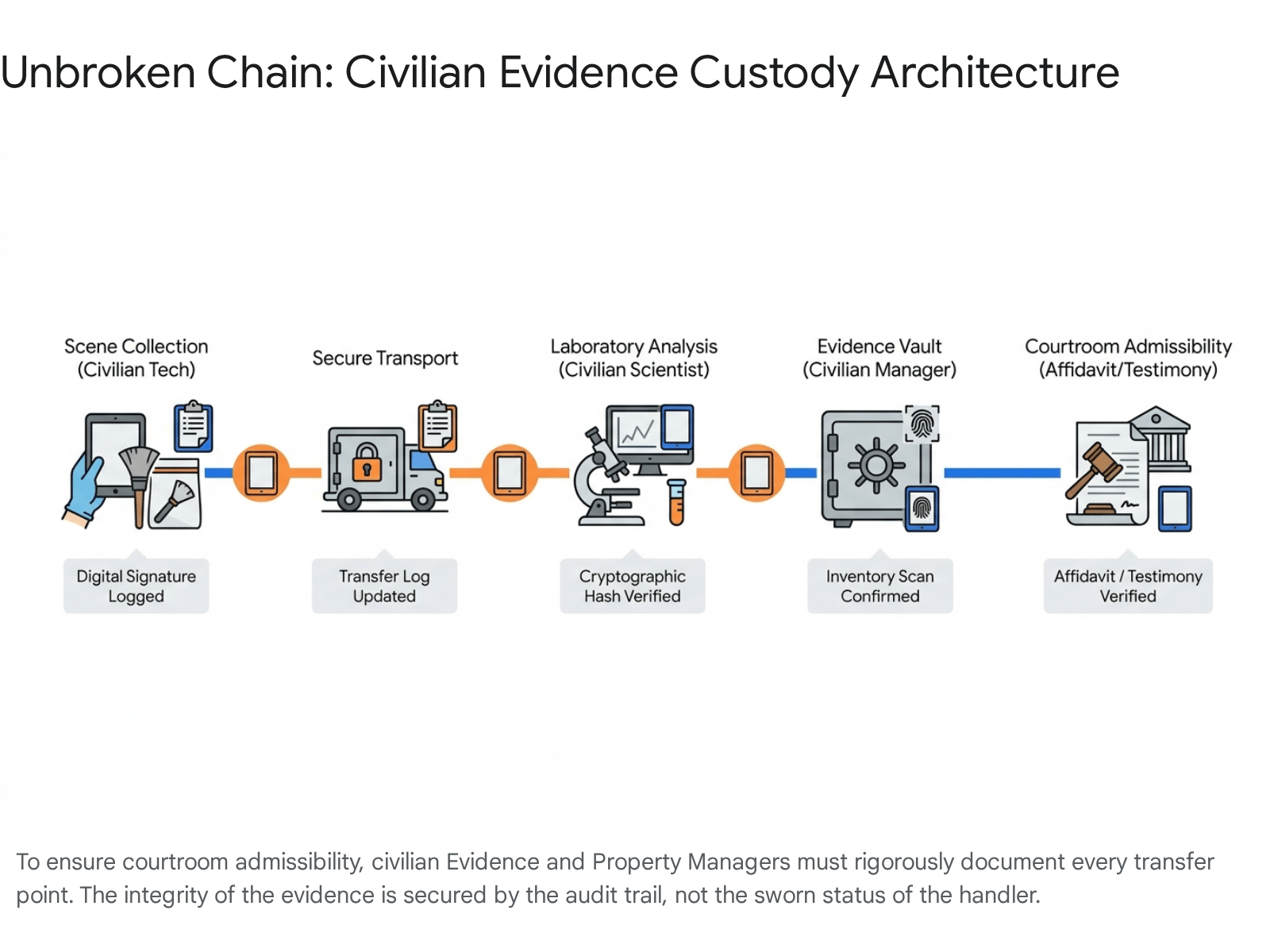 Diagram showing the process of using a network for police