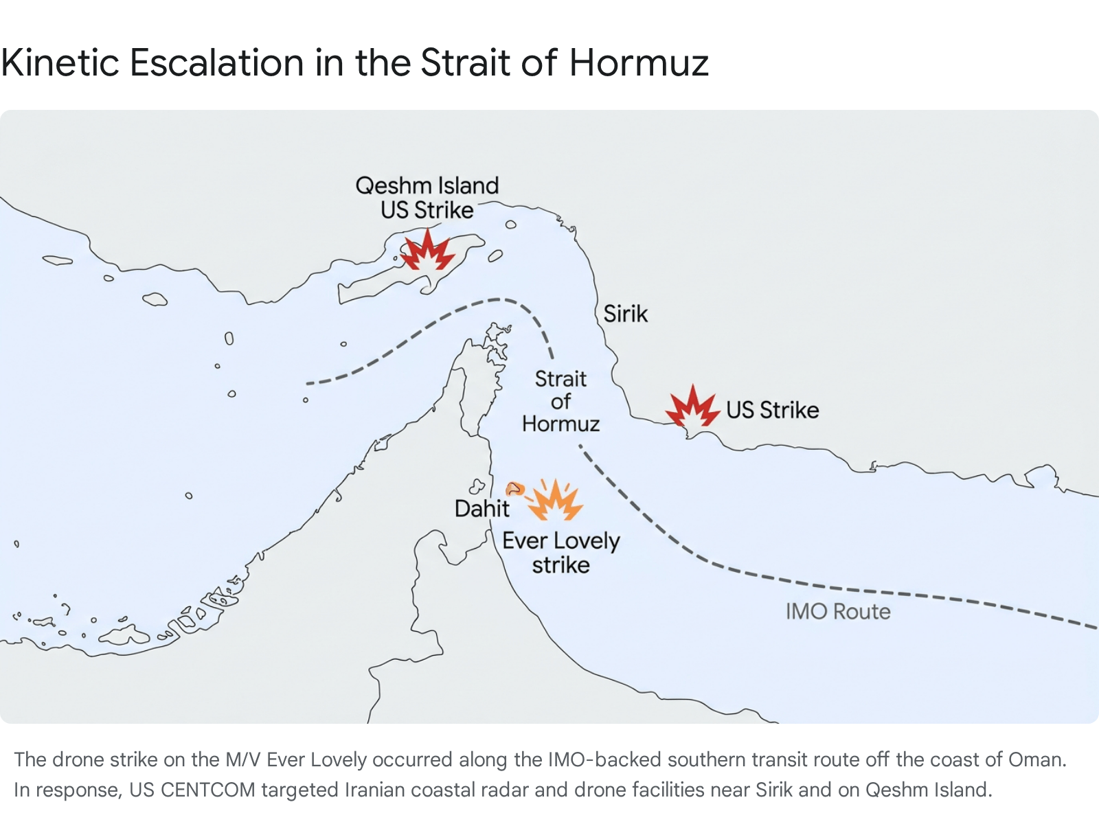 Map of the Strait of Hormuz relevant to