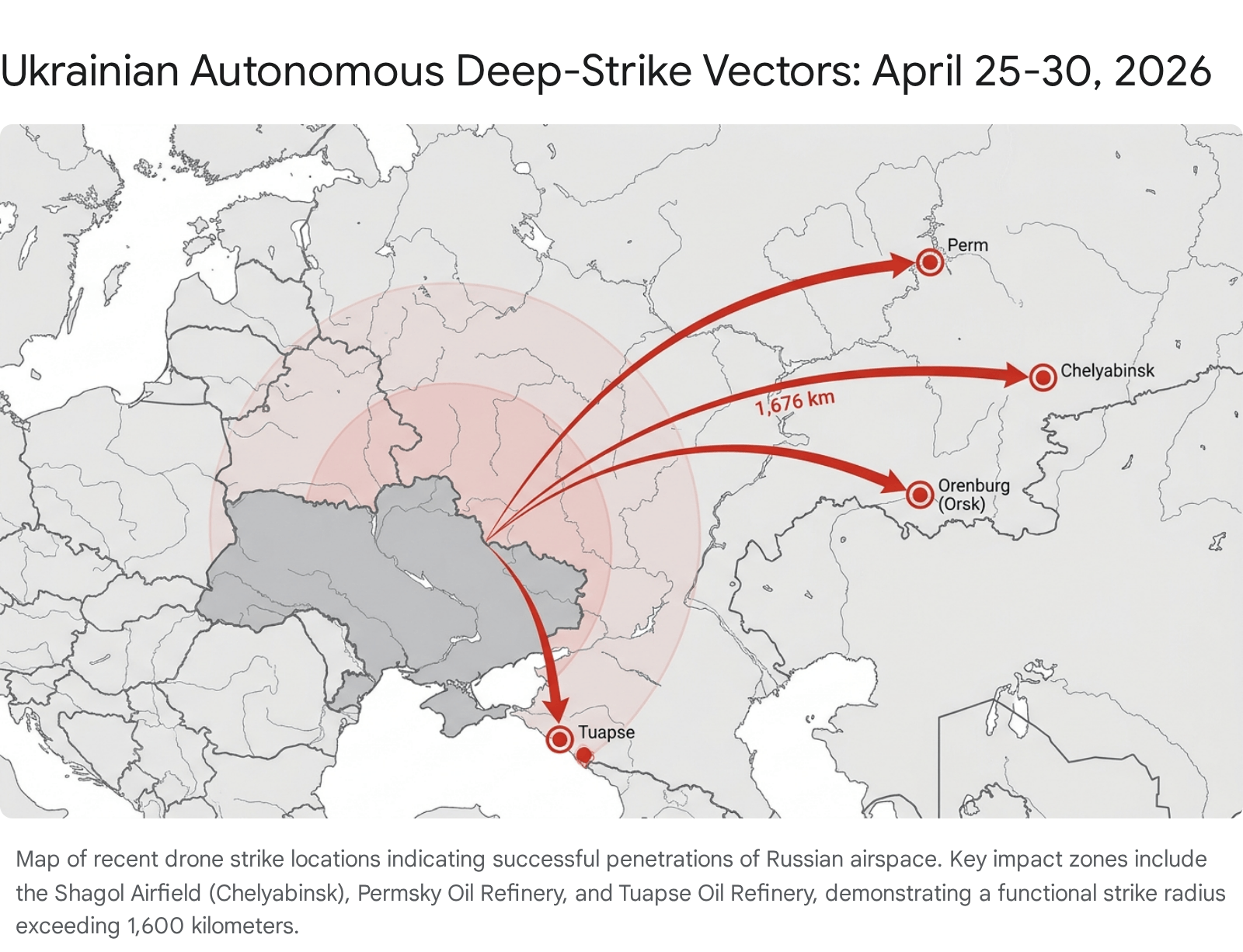 Map of Ukraine with red dot indicating military drone activity