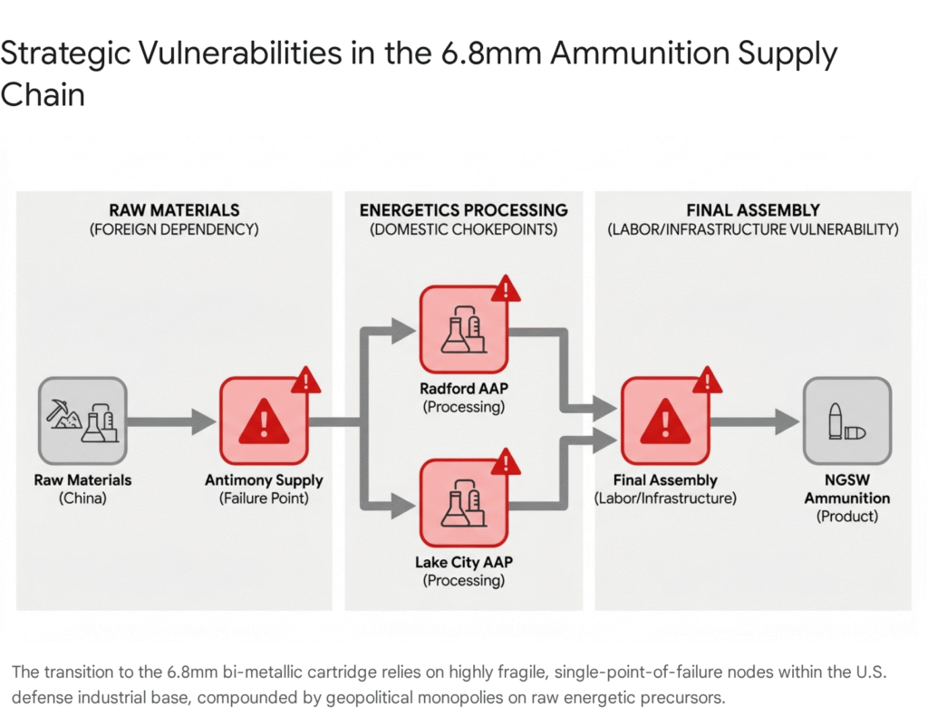 Diagram illustrating the manufacturing process stages for military small arms