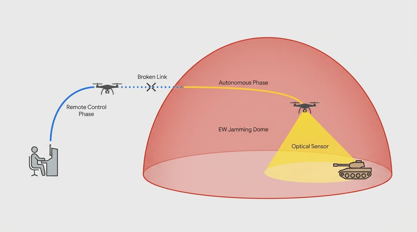 Diagram of an AI-powered surveillance drone with